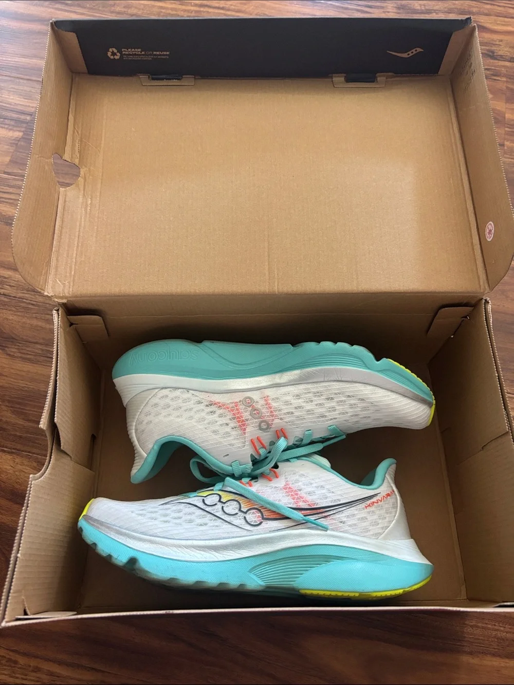 Saucony Women's Athletic Shoes in White, Aqua & Neon Yellow